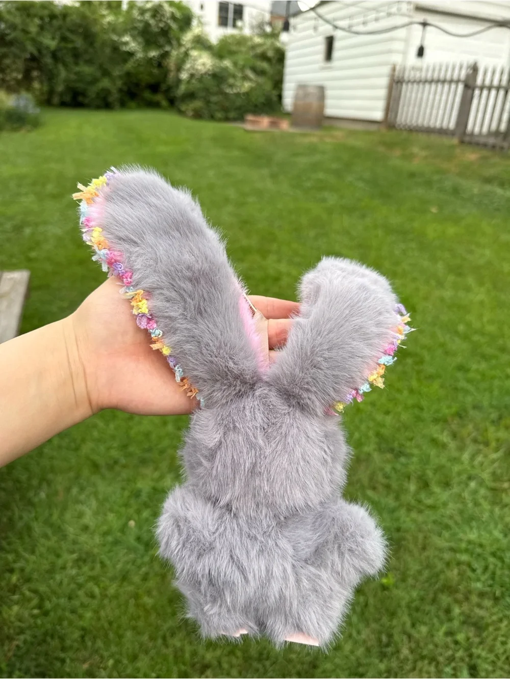 Plush Bunny Keychain-Baby Three Pink& Gray Cute Small Pet Accessory-Bag Charm